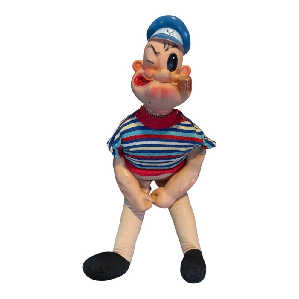 King Features Syndicate Popeye Doll Vintage 12"‎ Blue Red White Sailor Toy